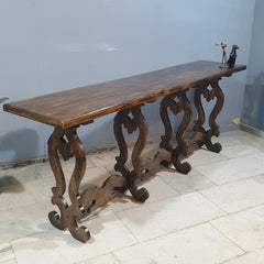 French Arched Hand Carved Solid Wood Console Table 64