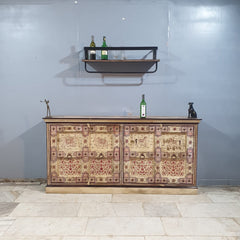 Pandora Indian Floral Hand Painted Solid Wood Sideboard C64