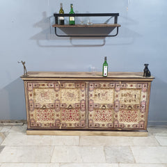 Pandora Indian Floral Hand Painted Solid Wood Sideboard C64