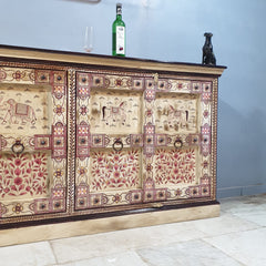 Pandora Indian Floral Hand Painted Solid Wood Sideboard Multicolour
