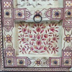 Pandora Indian Floral Hand Painted Solid Wood Sideboard Multicolour