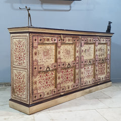 Pandora Indian Floral Hand Painted Solid Wood Sideboard Multicolour