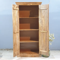 Indian Hand Carved Solid Wood Wardrobe Cabinet 90x40x190 cm