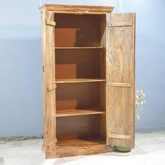Indian Hand Carved Solid Wood Wardrobe Cabinet 90x40x190 cm