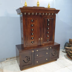 Indian Hand Carved  Solid Mango Wood Home Temple 130x50x180 cm