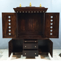Indian Hand Carved  Solid Mango Wood Home Temple 130x50x180 cm