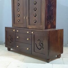 Indian Hand Carved  Solid Mango Wood Home Temple 130x50x180 cm