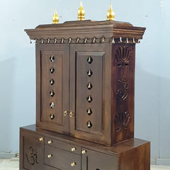 Indian Hand Carved  Solid Mango Wood Home Temple 130x50x180 cm