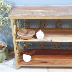 Angle Industrial Iron and Mango Wood Hall Console Table 125x42x75 cm