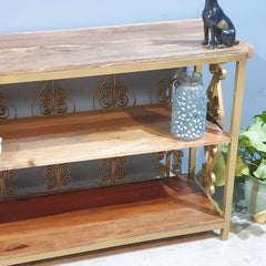 Angle Industrial Iron and Mango Wood Hall Console Table 125x42x75 cm