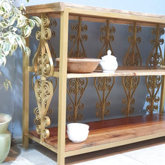 Angle Industrial Iron and Mango Wood Hall Console Table 125x42x75 cm