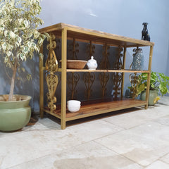 Angle Industrial Iron and Mango Wood Hall Console Table 125x42x75 cm