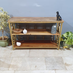 Angle Industrial Iron and Mango Wood Hall Console Table 125x42x75 cm