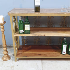 Angle Industrial Iron and Mango Wood Hall Console Table 125x42x75 cm