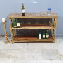 Angle Industrial Iron and Mango Wood Hall Console Table 125x42x75 cm