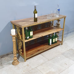 Angle Industrial Iron and Mango Wood Hall Console Table 125x42x75 cm