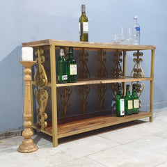 Angle Industrial Iron and Mango Wood Hall Console Table 125x42x75 cm