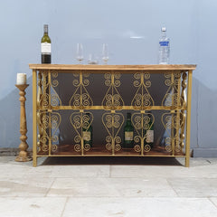 Angle Industrial Iron and Mango Wood Hall Console Table 125x42x75 cm