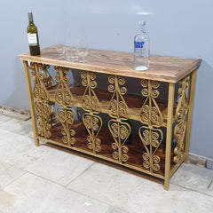 Angle Industrial Iron and Mango Wood Hall Console Table 125x42x75 cm