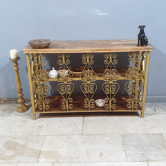 Angle Industrial Iron and Mango Wood Hall Console Table 125x42x75 cm