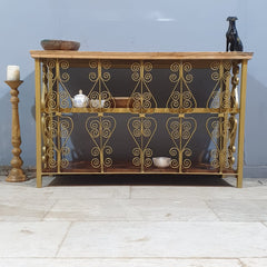 Angle Industrial Iron and Mango Wood Hall Console Table 125x42x75 cm