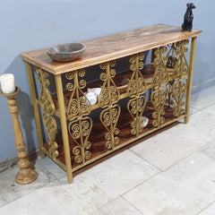 Angle Industrial Iron and Mango Wood Hall Console Table 125x42x75 cm