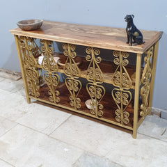 Angle Industrial Iron and Mango Wood Hall Console Table 125x42x75 cm