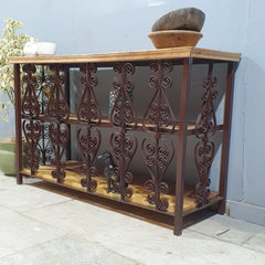 Angle Industrial Iron and Mango Wood Hall Console Table 125x42x75 cm