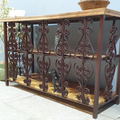 Angle Industrial Iron and Mango Wood Hall Console Table 125x42x75 cm