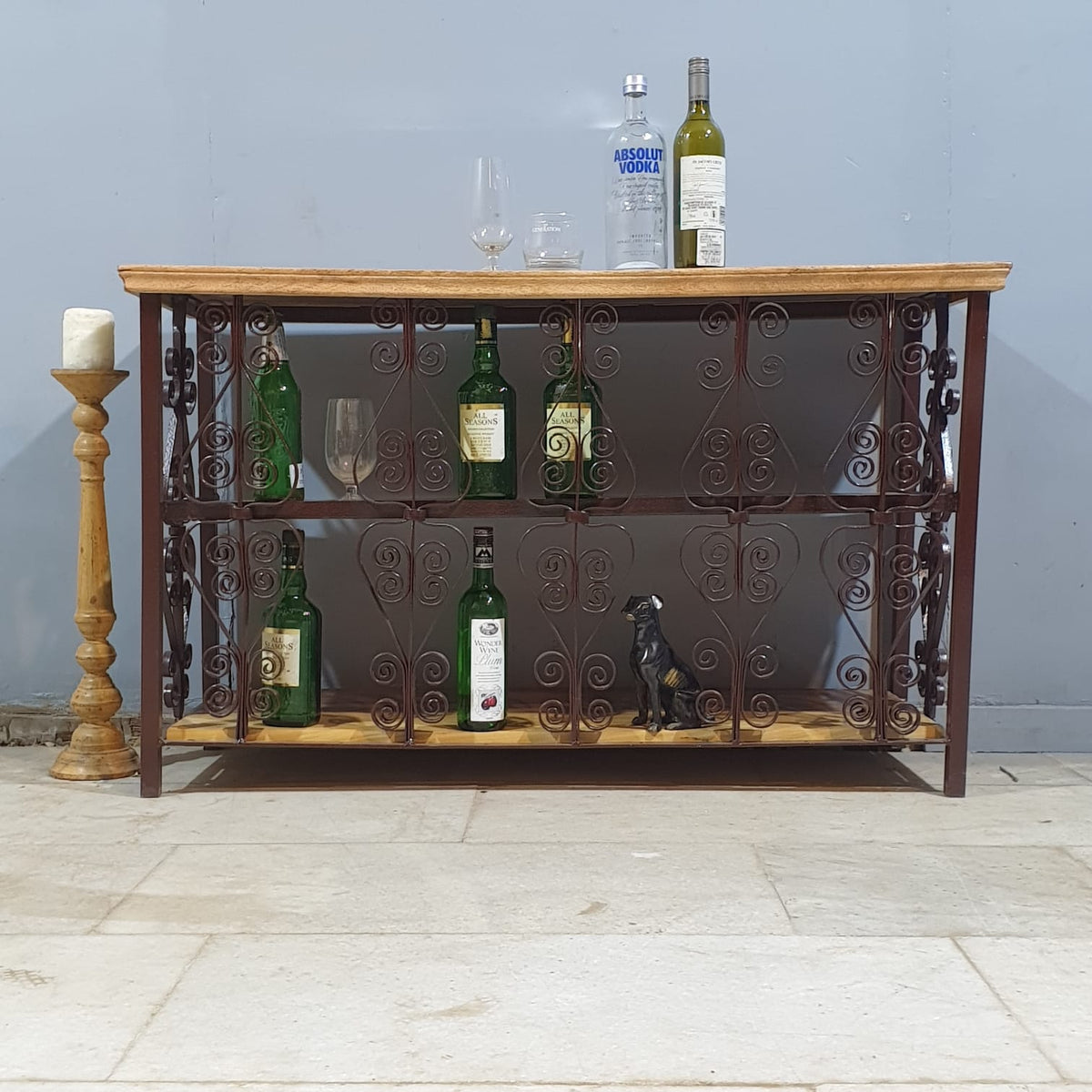 Angle Industrial Iron and Mango Wood Hall Console Table 125x42x75 cm