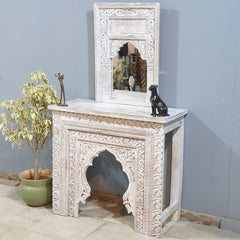 Mehrab Indian Hand Carved Jali Hall Console Table 90x40x80 cm
