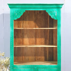 Carved Oasis Hand Carved Solid Mango Wood Bookshelf With Cabinet 40x91x183 Cm
