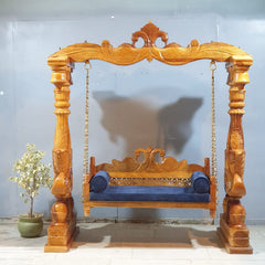 Handcarved Solid Wood Peacock Designer Swing Set