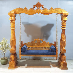 Handcarved Solid Wood Peacock Designer Swing Set