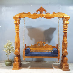 Handcarved Solid Wood Peacock Designer Swing Set