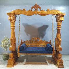 Handcarved Solid Wood Peacock Designer Swing Set