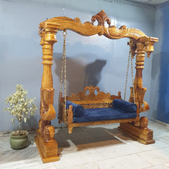Handcarved Solid Wood Peacock Designer Swing Set