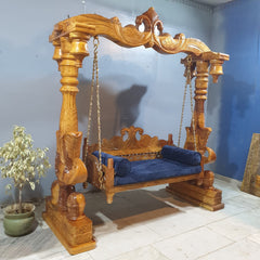 Handcarved Solid Wood Peacock Designer Swing Set
