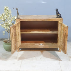 Indian Furniture Hand Carved Solid Wood Small Cabinet 100x40x80 Cm