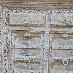 Hand Carved Solid Wood Sideboard White 178X48X100 cm