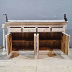 Hand Carved Solid Wood Sideboard White 178X48X100 cm