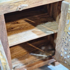 Hand Carved Solid Wood Sideboard Natural 140X40X80 cm