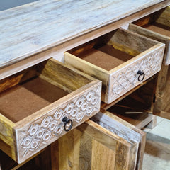 Hand Carved Solid Wood Sideboard White 180X40X90 cm