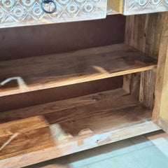 Hand Carved Solid Wood Sideboard White 180X40X90 cm