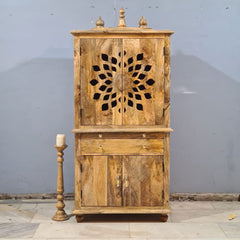 Indian Hand Carved Solid Wood Home Temple Natural 82x50x178 cm