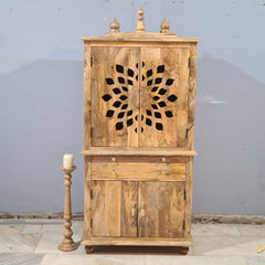 Indian Hand Carved Solid Wood Home Temple Natural 82x50x178 cm