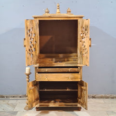 Indian Hand Carved Solid Wood Home Temple Natural 82x50x178 cm