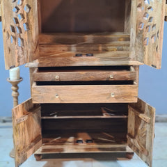 Indian Hand Carved Solid Wood Home Temple Natural 82x50x178 cm