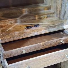 Indian Hand Carved Solid Wood Home Temple Natural 82x50x178 cm