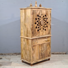 Indian Hand Carved Solid Wood Home Temple Natural 82x50x178 cm